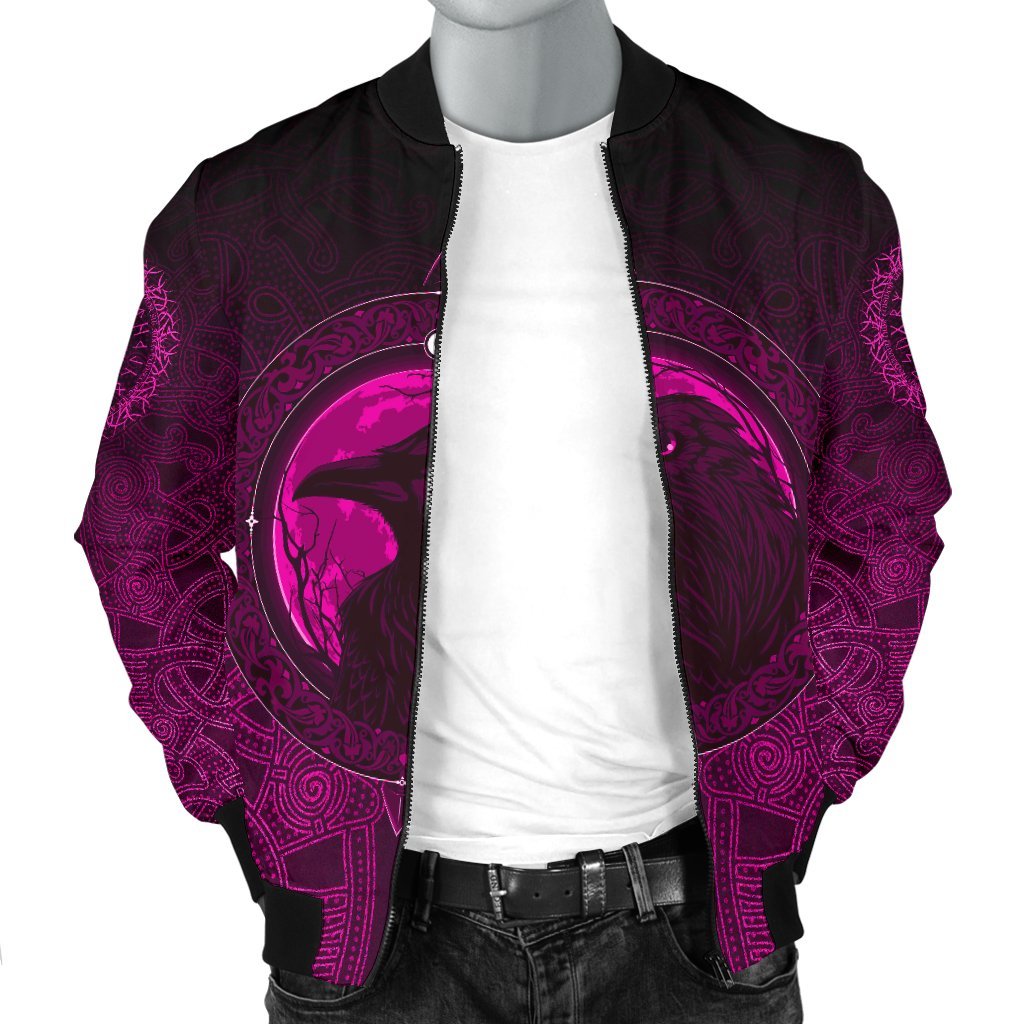 Viking Bomber Jacket Ethnic Odin Raven Pink Style Ver02