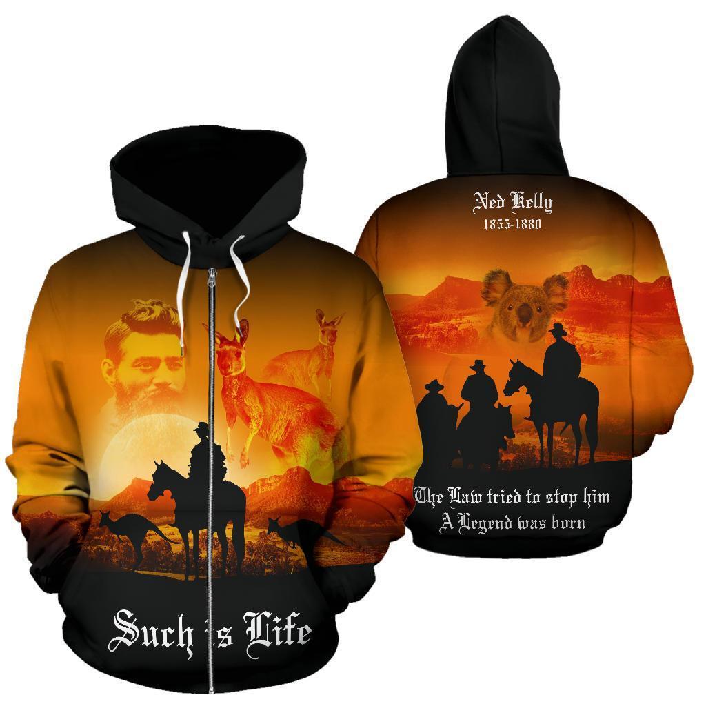 Zip Hoodie - Anzac Hoodie Lest We Forget Kangaroo Koala Sunset