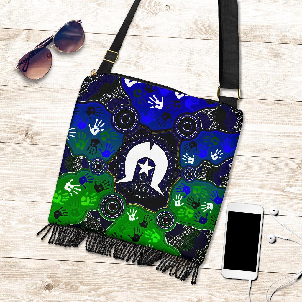 Aboriginal Boho Handbag - Torres Strait Symbol With Indigenous Patterns