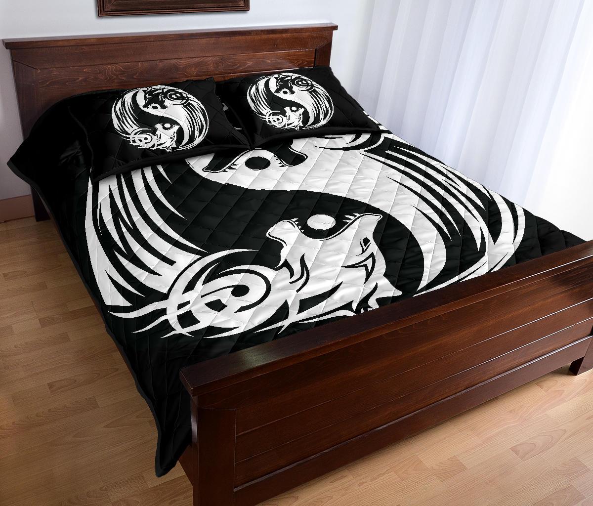 Viking Quilt Bedding Set Ying Yang Wolf