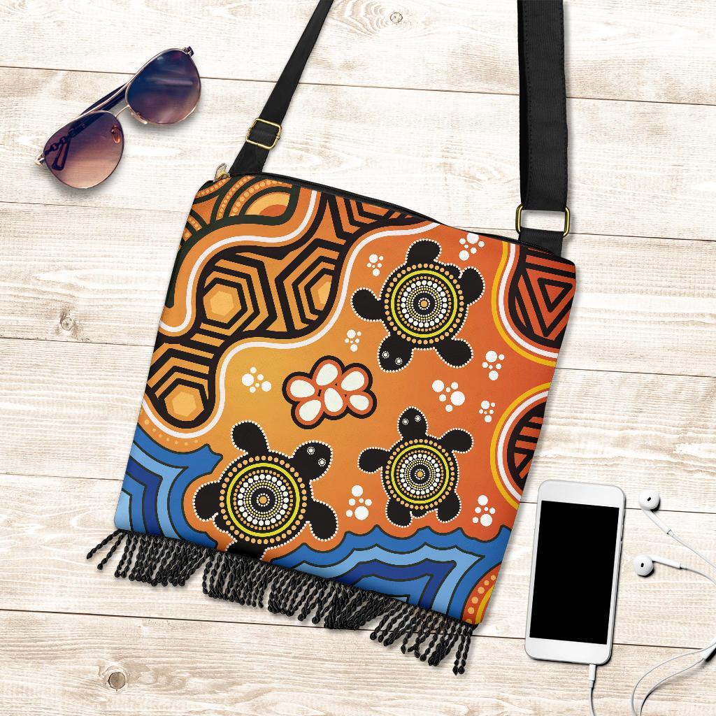 Aboriginal Boho Handbag- Indigenous Art Patterns Ver04