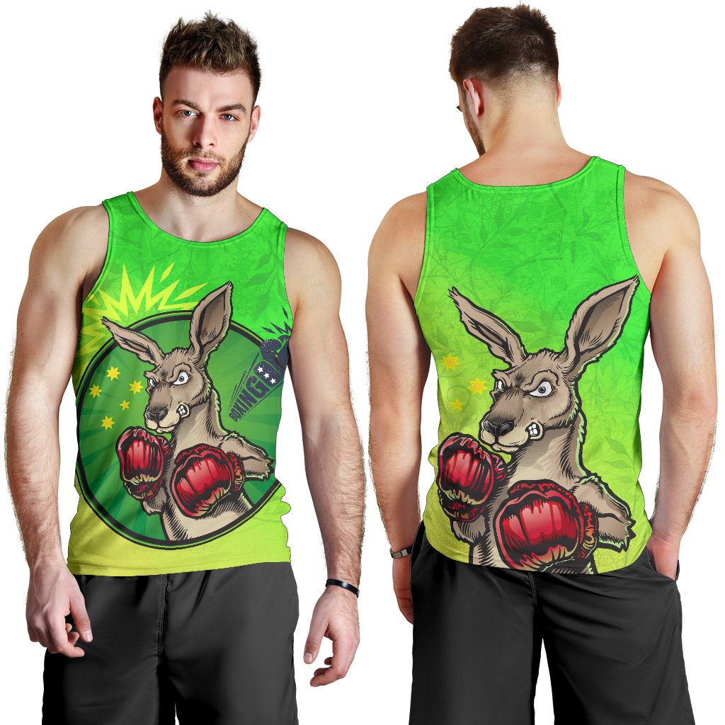 Men's Tank Top - Kangaroo Boxing Aussie Spirit (Green)