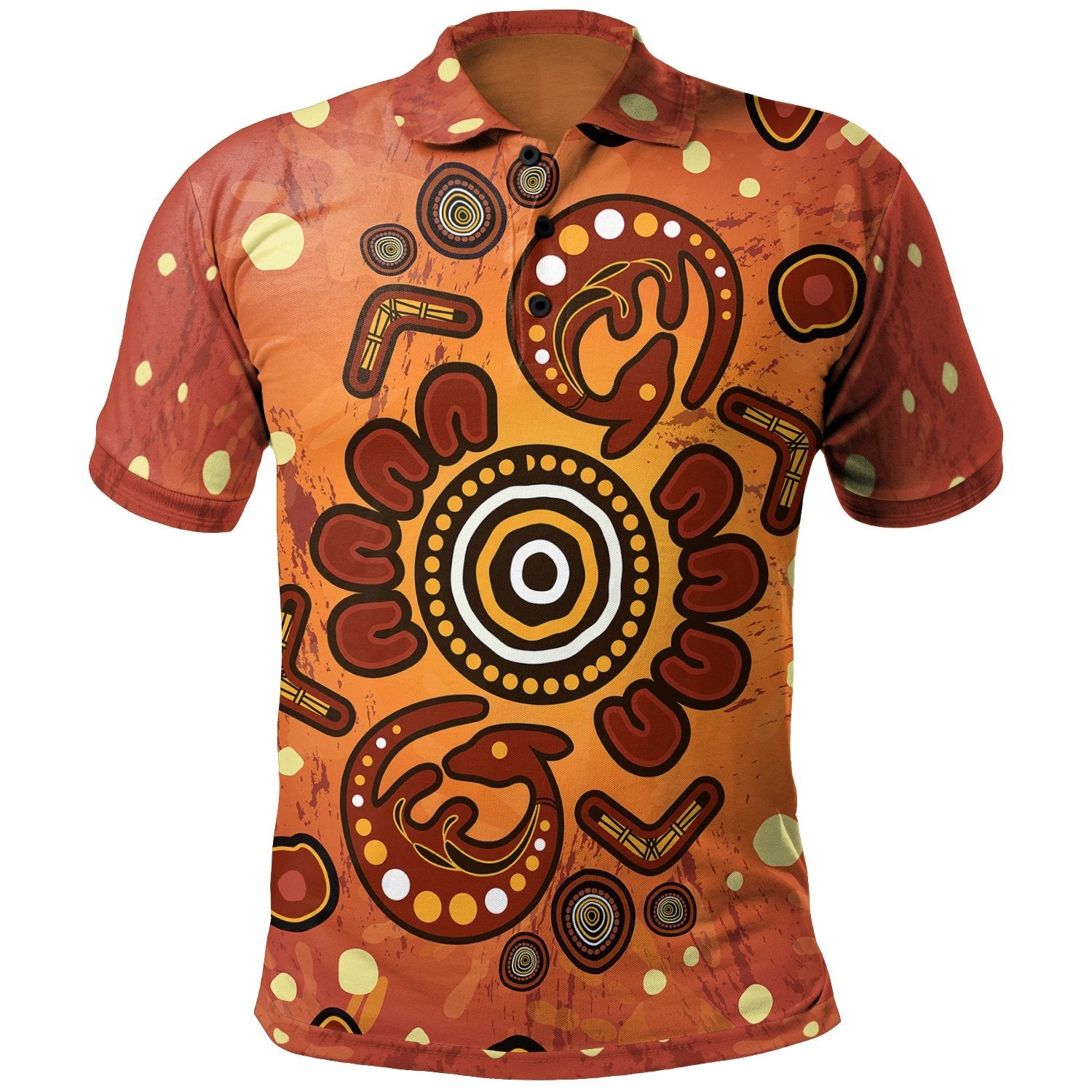 Aboriginal Polo - Baby Kangaroo And Dot Painting Patterns Polo Shirt