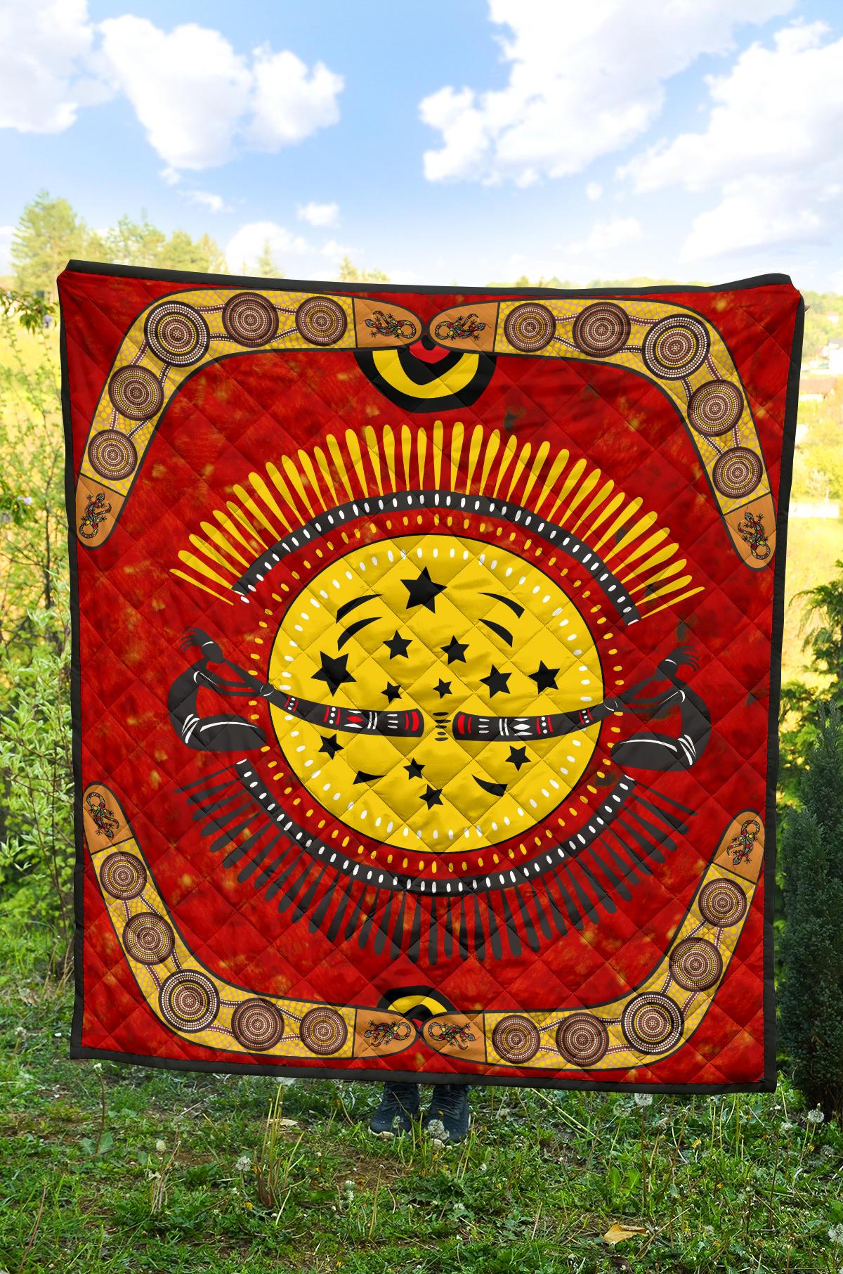Aboriginal Premium Quilt - Aboriginal Boomerang