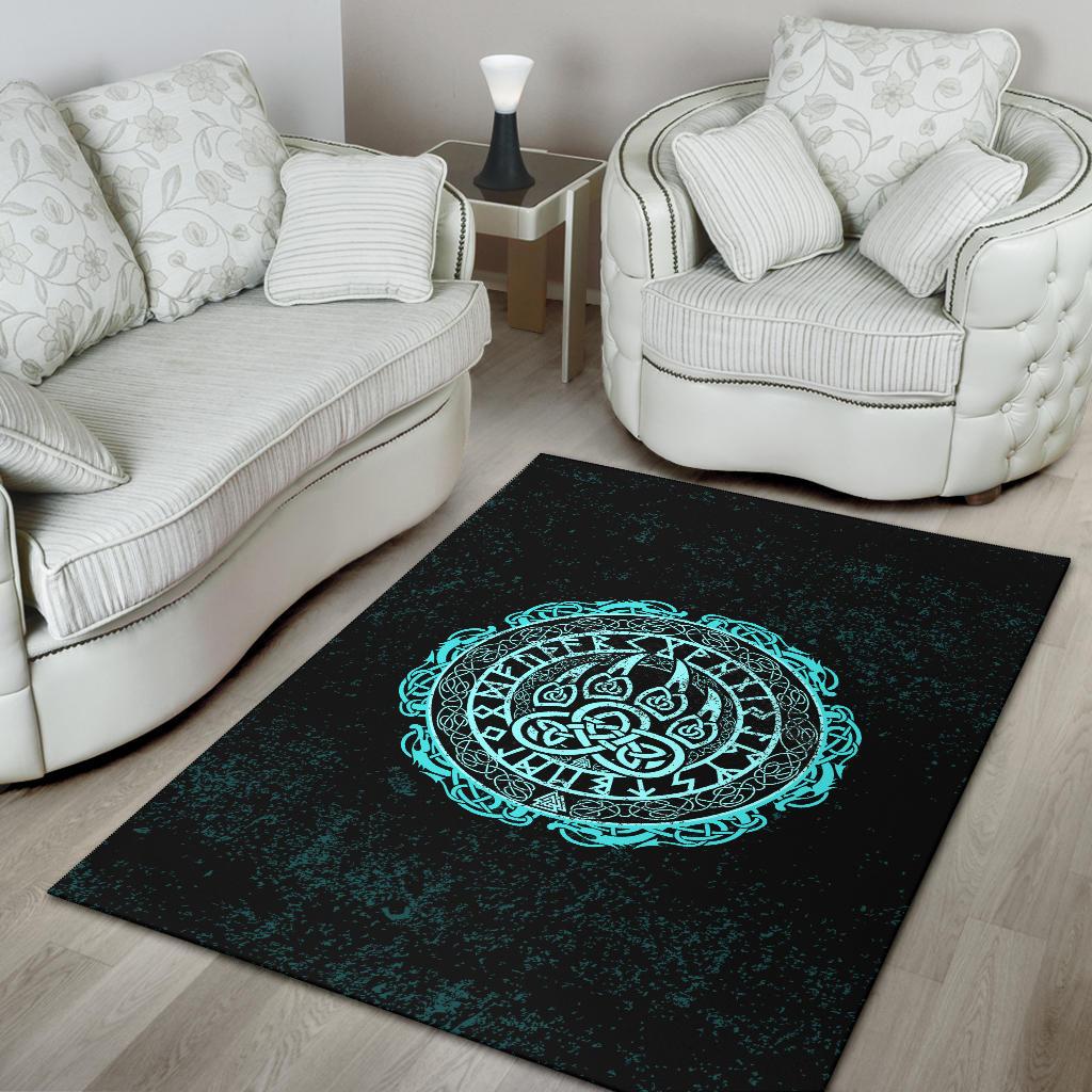 Viking Area Rug Viking Bear Claws Cyan Tattoo