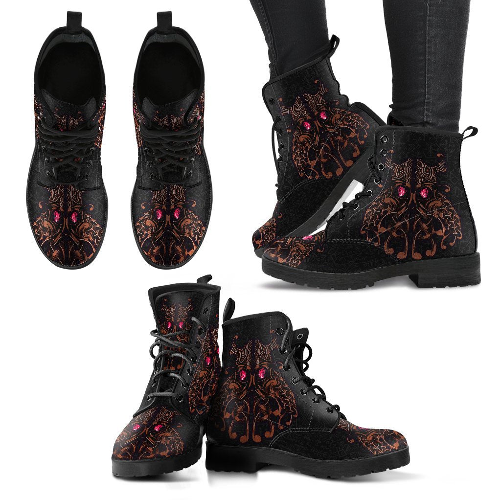 Viking Leather Boots Odin God Furthark Tattoo Special Ver02