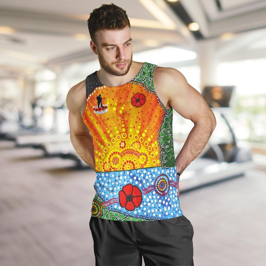 Anzac Day Men Tank Top - Lest We Forget Poppy