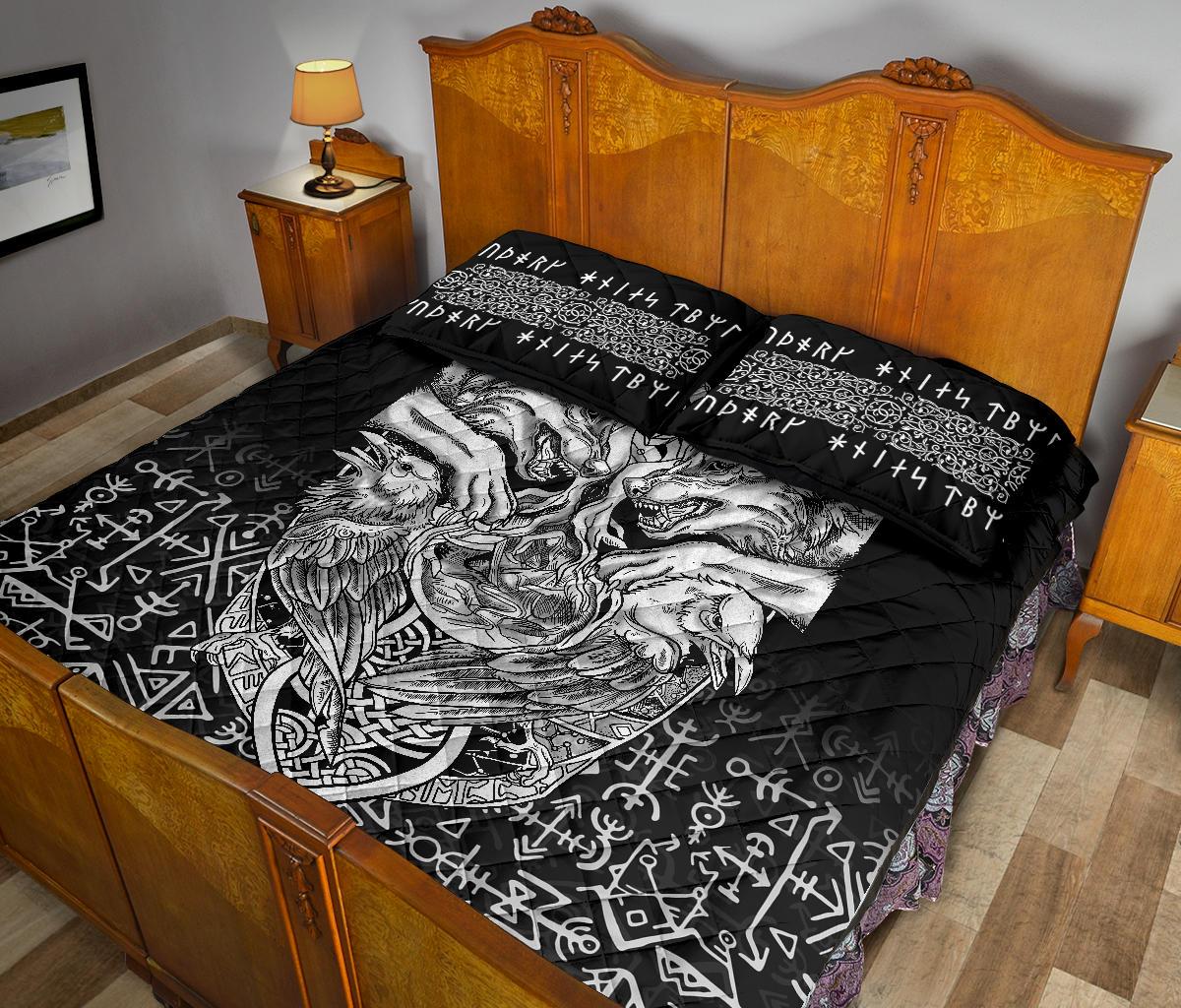 Viking Quilt Bedding Set Wolf And Raven Special