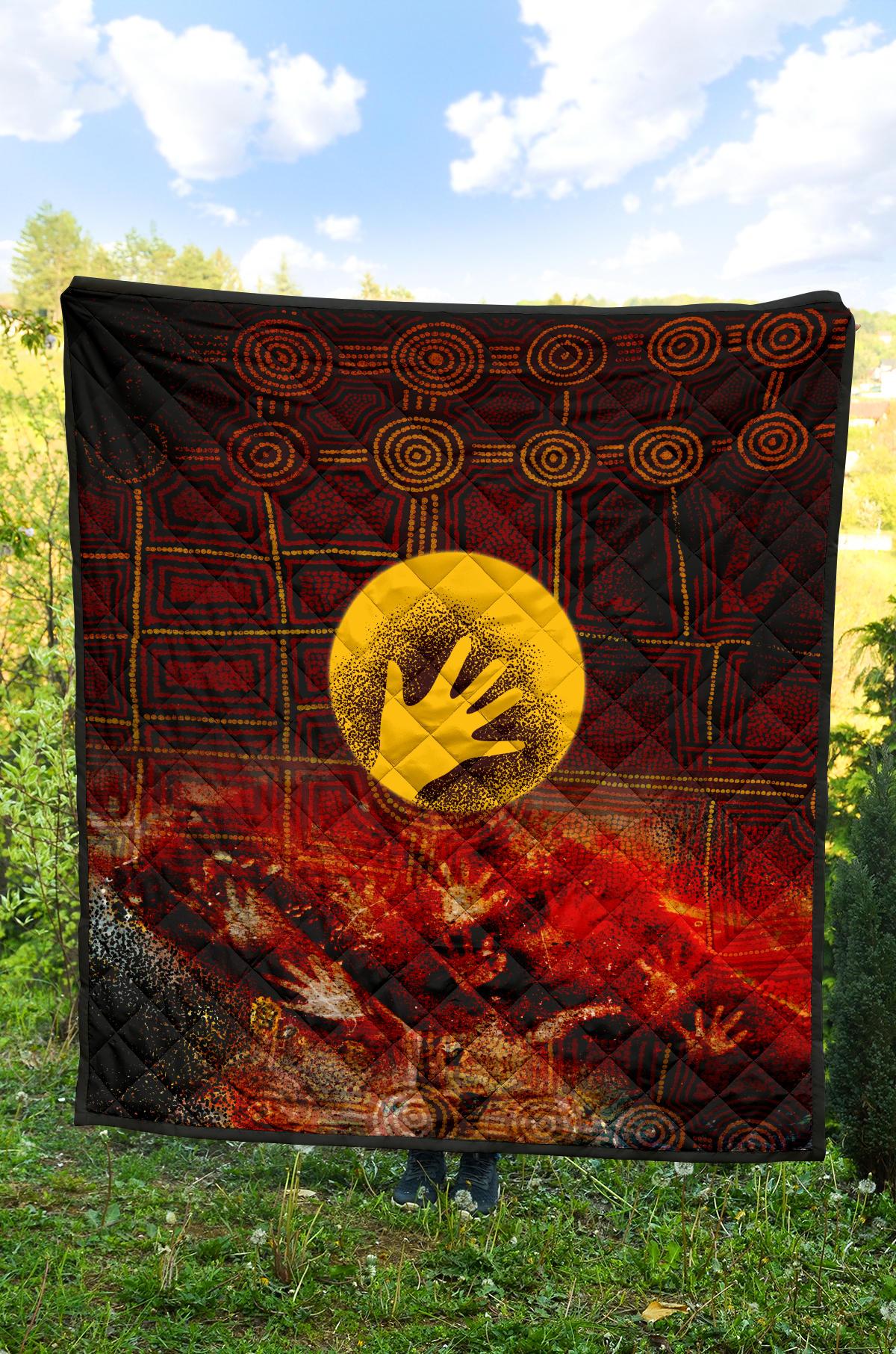 Aboriginal Premium Quilt - Indigenous Flag Hand Art