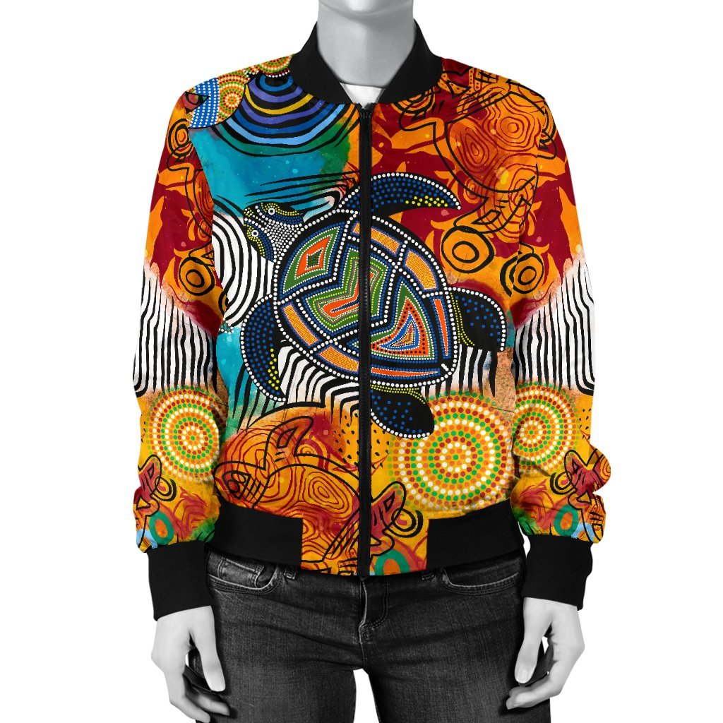 Aboriginal Bomber Jacket - Turtle Indigenous Art