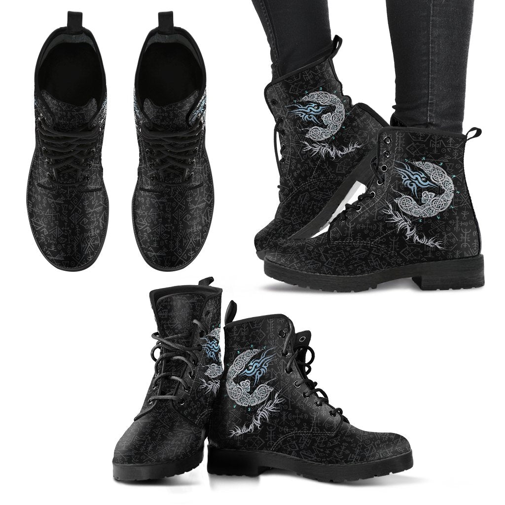 Viking Leather Boots Fenrir Wolf Ver01