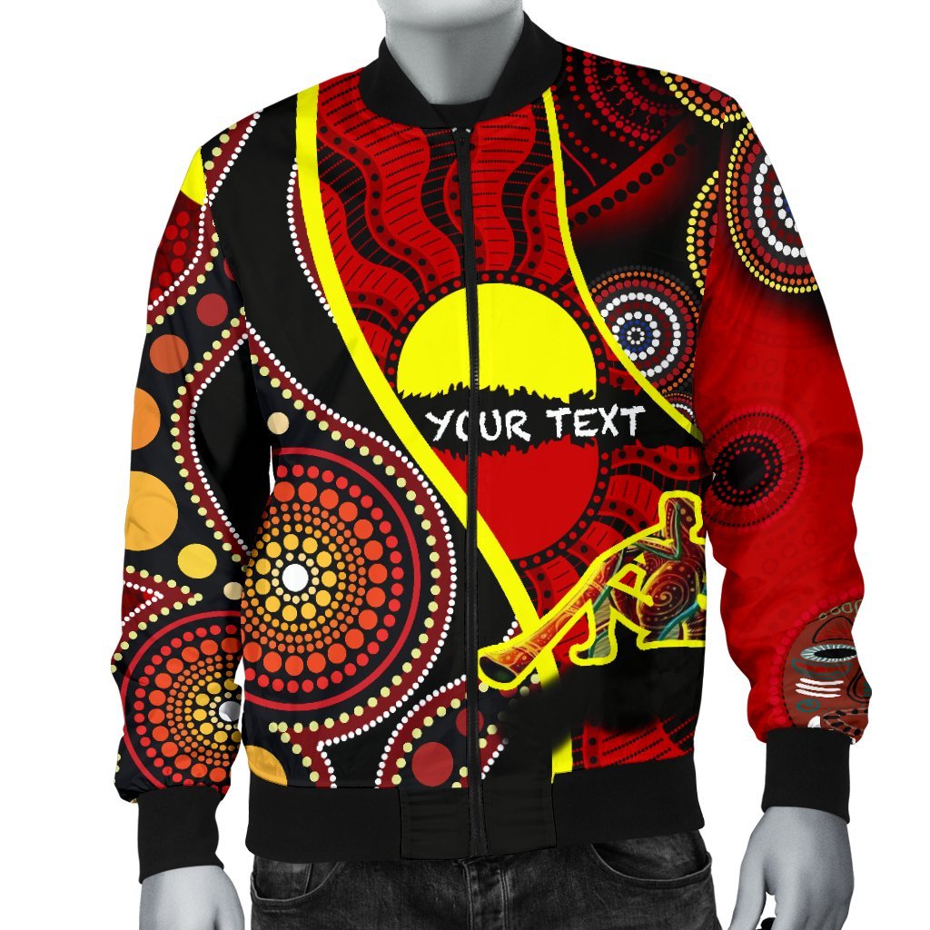 (Custom) Men Bomber Jacket - Australia Aboriginal Dots With Didgeridoo