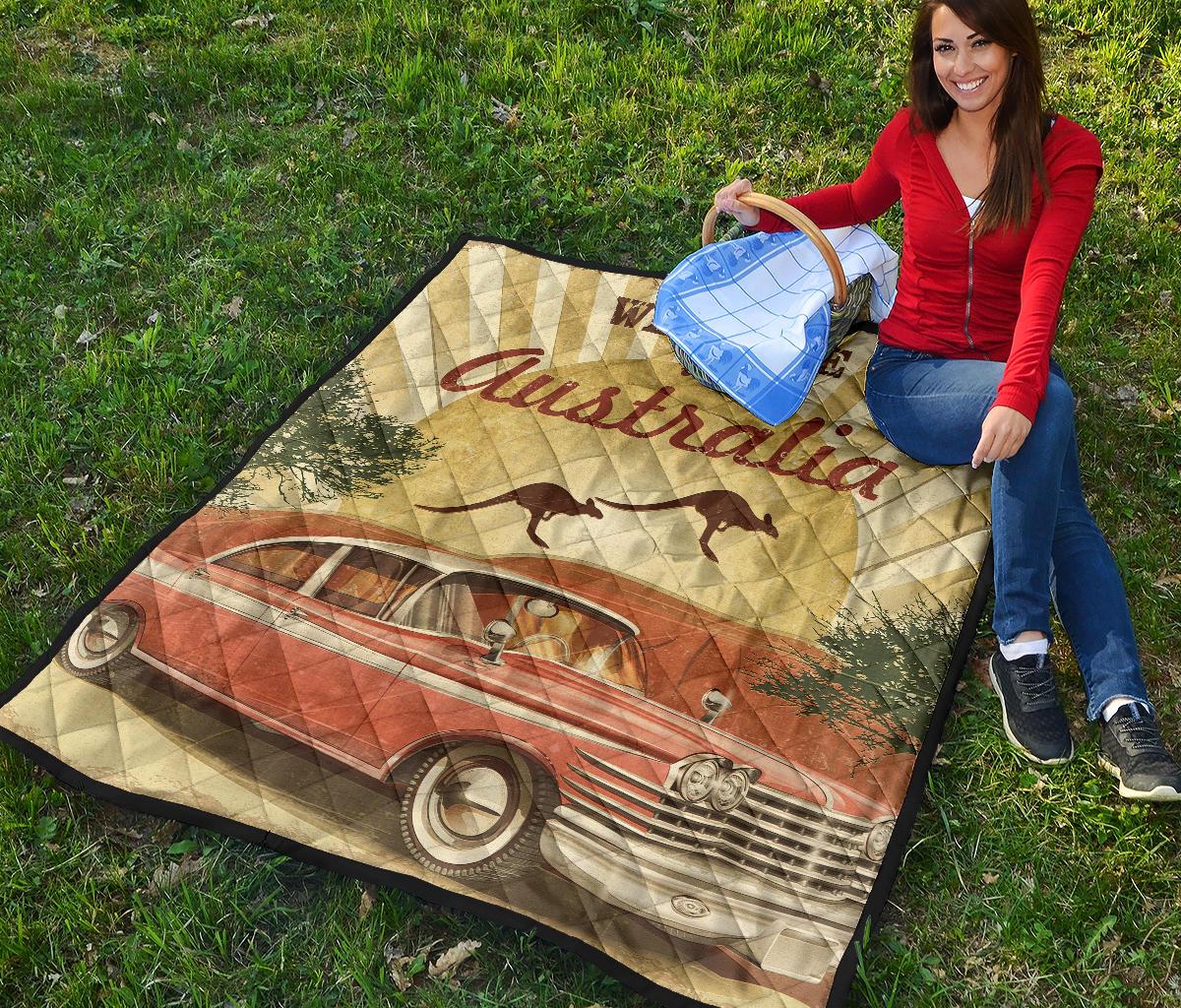 Premium Quilts - Retro Car Quilts Vintage Kangaroo