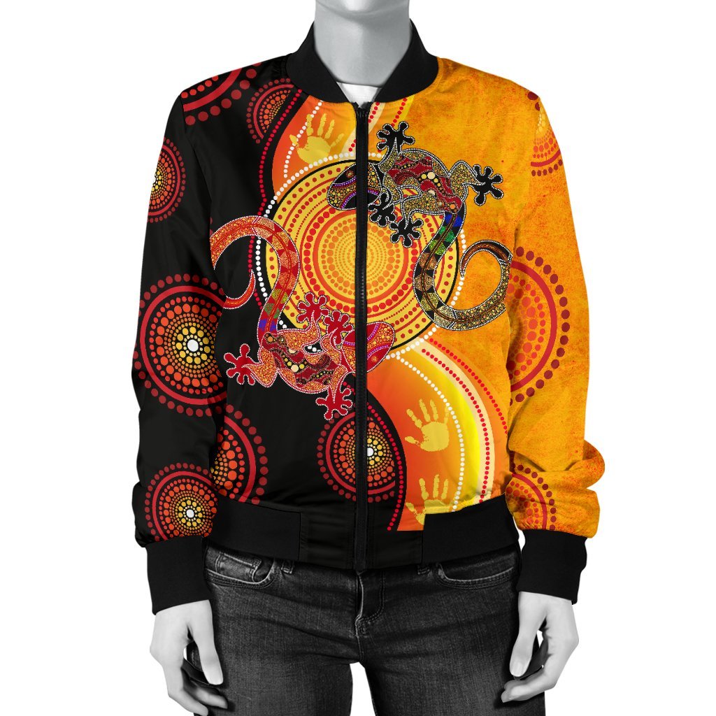 Aboriginal Bomber Jacket - Couple Aboriginal Lizards