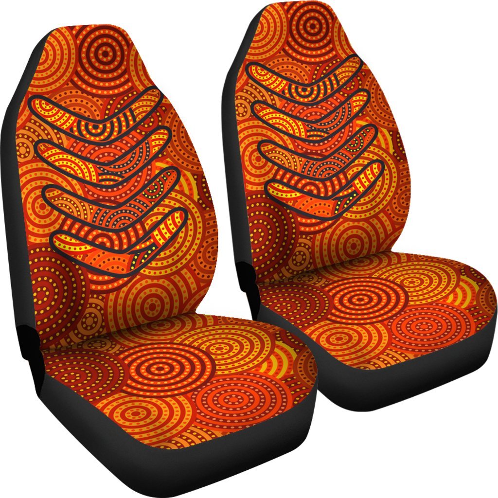 Aboriginal Car Seat Cover - Aboriginal Boomerangs And Dot Circle