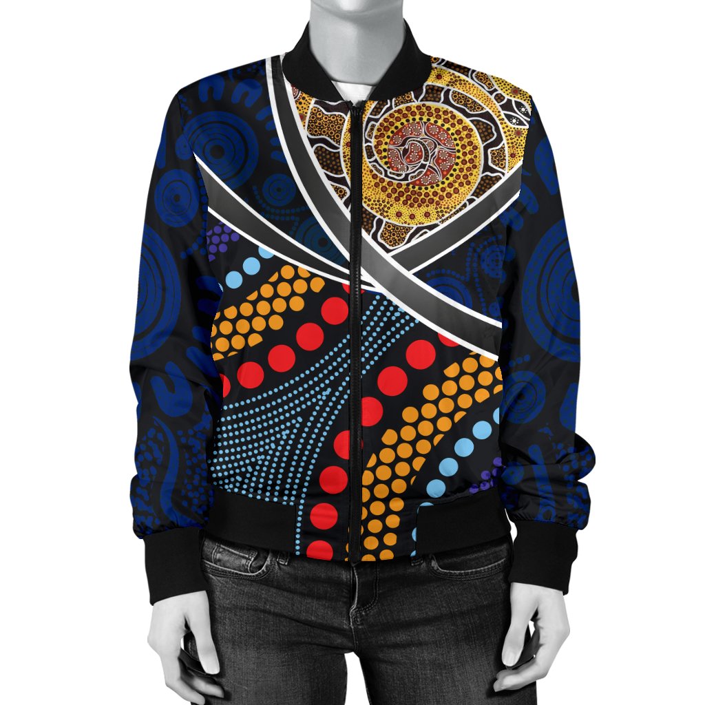 Aboriginal Bomber Jacket - Aboriginal Dot Panting Art With Snake