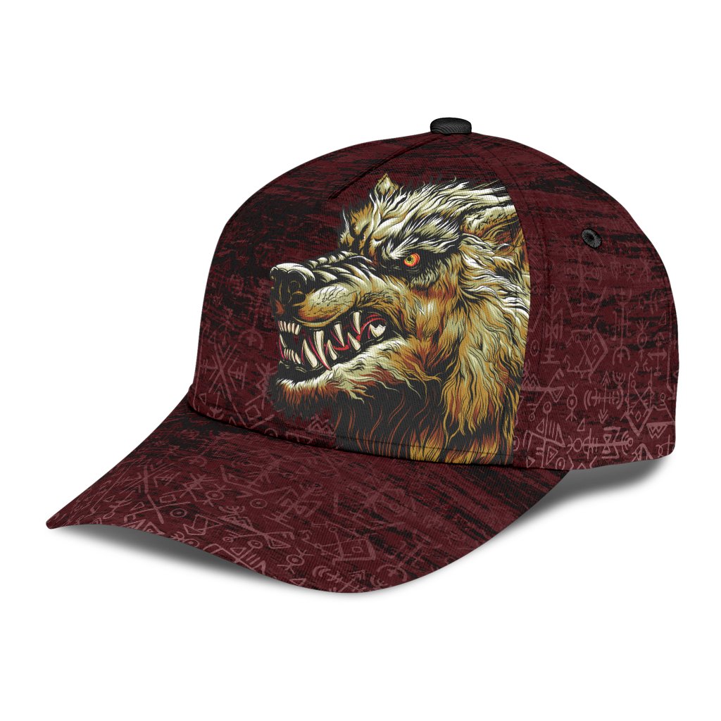 Viking Classic Cap Fenrir On The Blood Moon Background