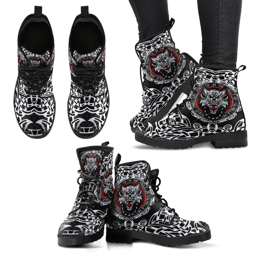 Viking Leather Boots Fenrir Wolf Ver02