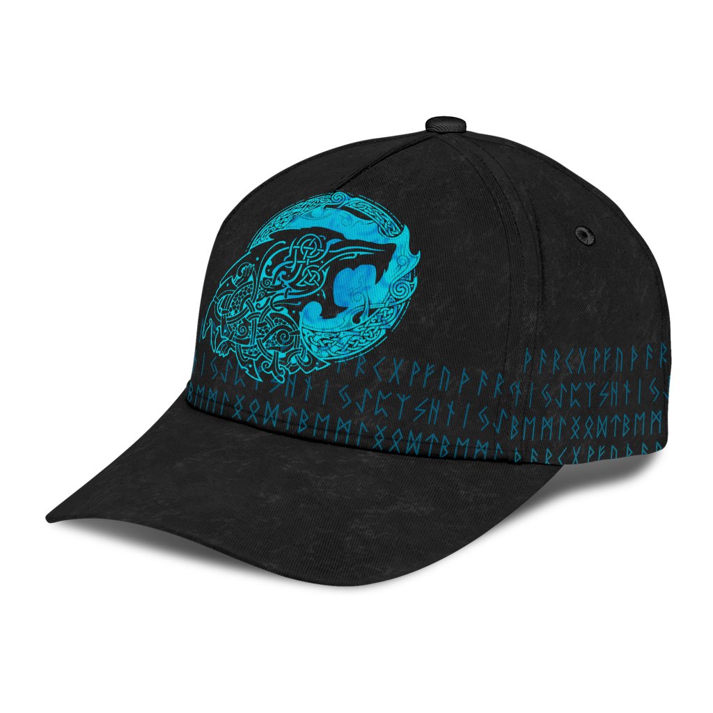 Viking Style Classic Cap - Fenrir Wolf Cyan