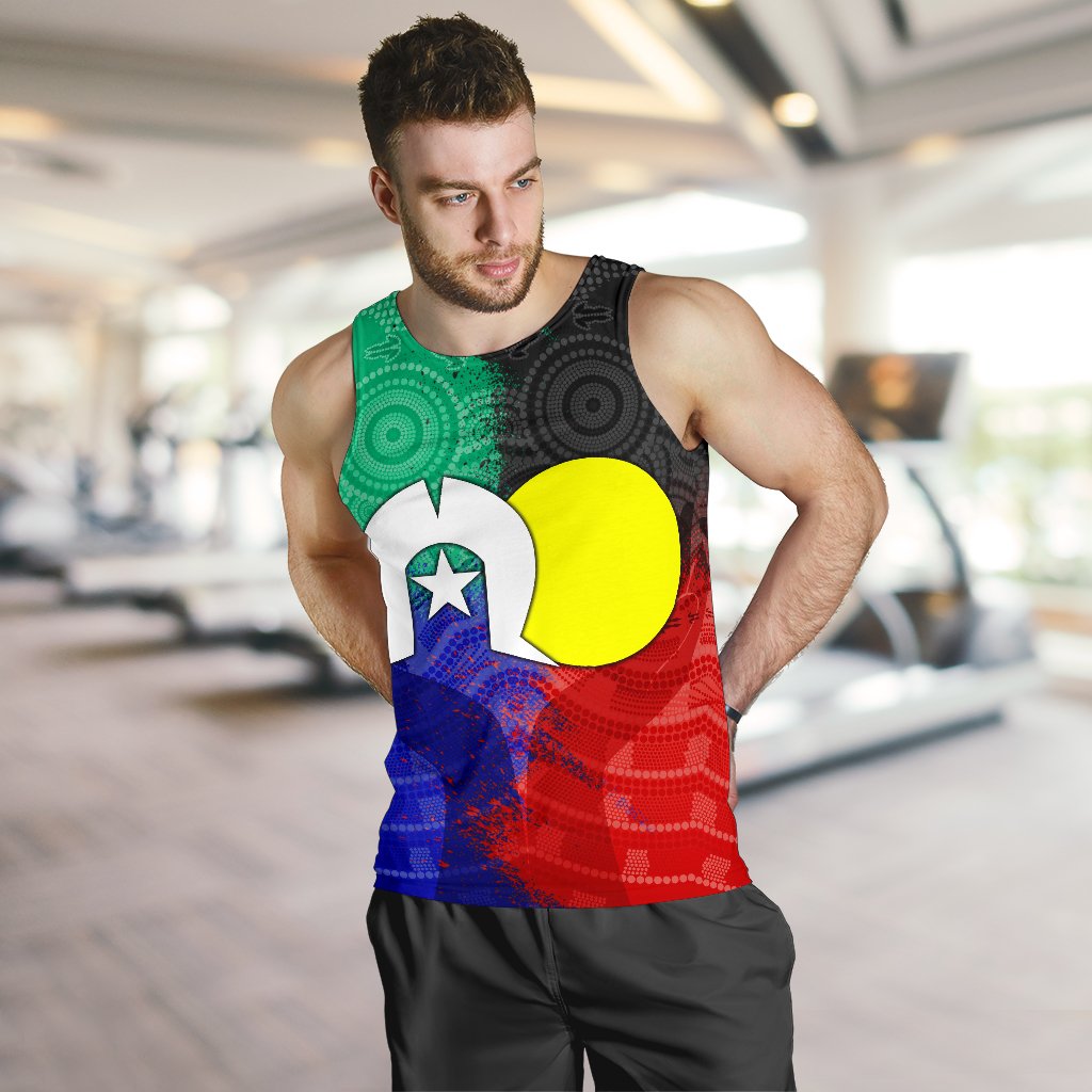 Aboriginal Men's Tank Top - Australia Naidoc Week Indigenous Flag Style