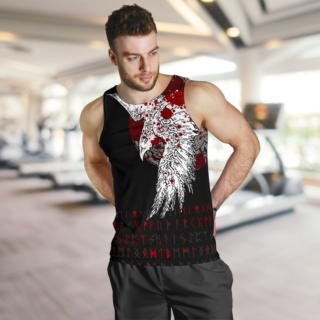 Custom Viking Men's Tank Top Mystical Raven Tattoo Blood