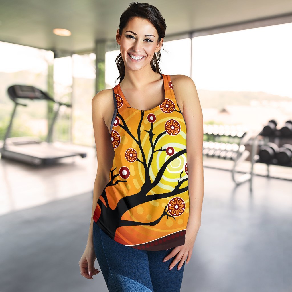 Aboriginal Women's Racerback Tank - Tree In Spring Season