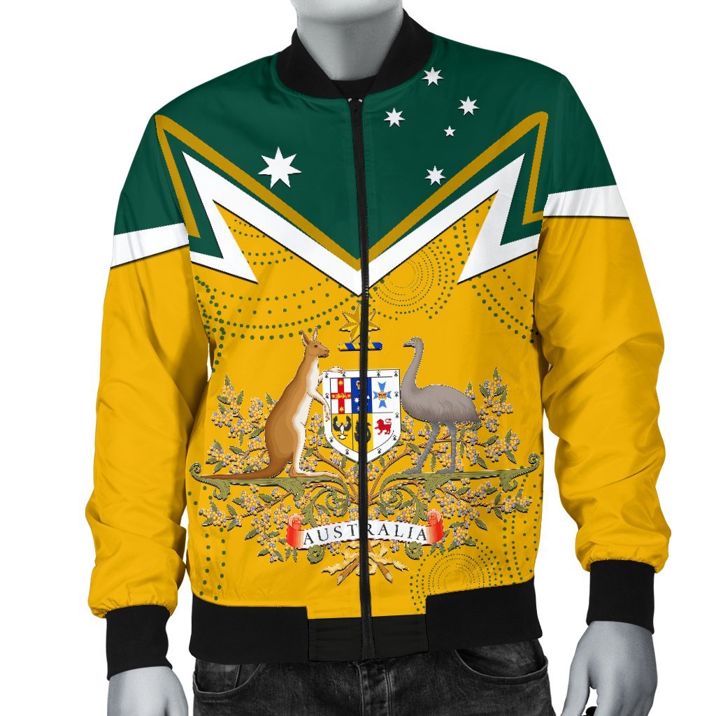 Men Bomber Jacket - Australian Coat Of Arms National Color