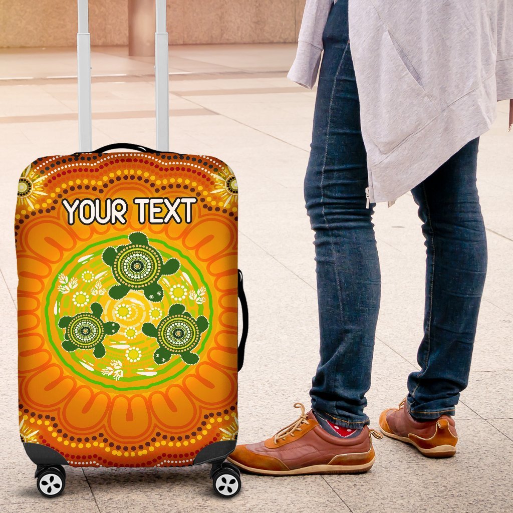 (Custom Text) Aboriginal Luggage Covers - Turtle Circle Dot Painting Art
