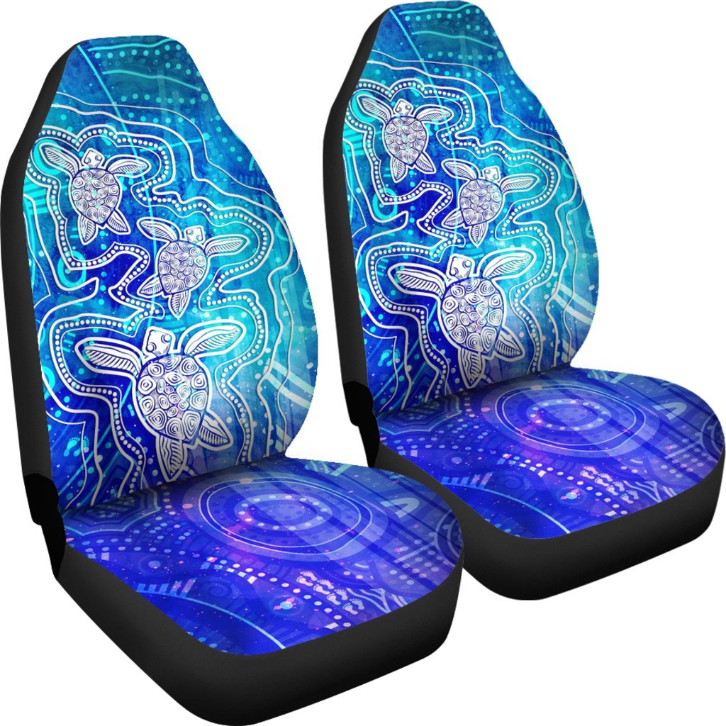Aboriginal Car Seat Cover - Sea Turtle With Indigenous Patterns (Blue) 