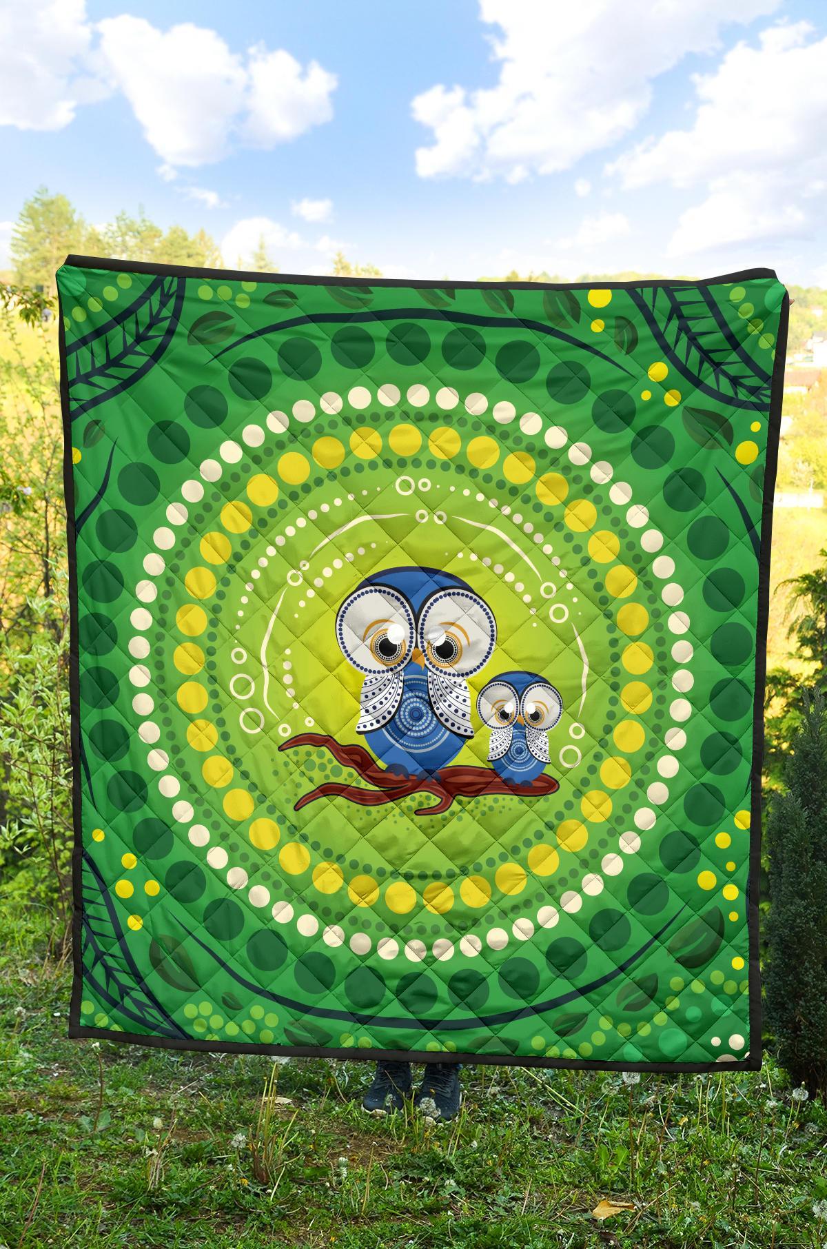 Aboriginal Premium Quilt - Indigenous Owl