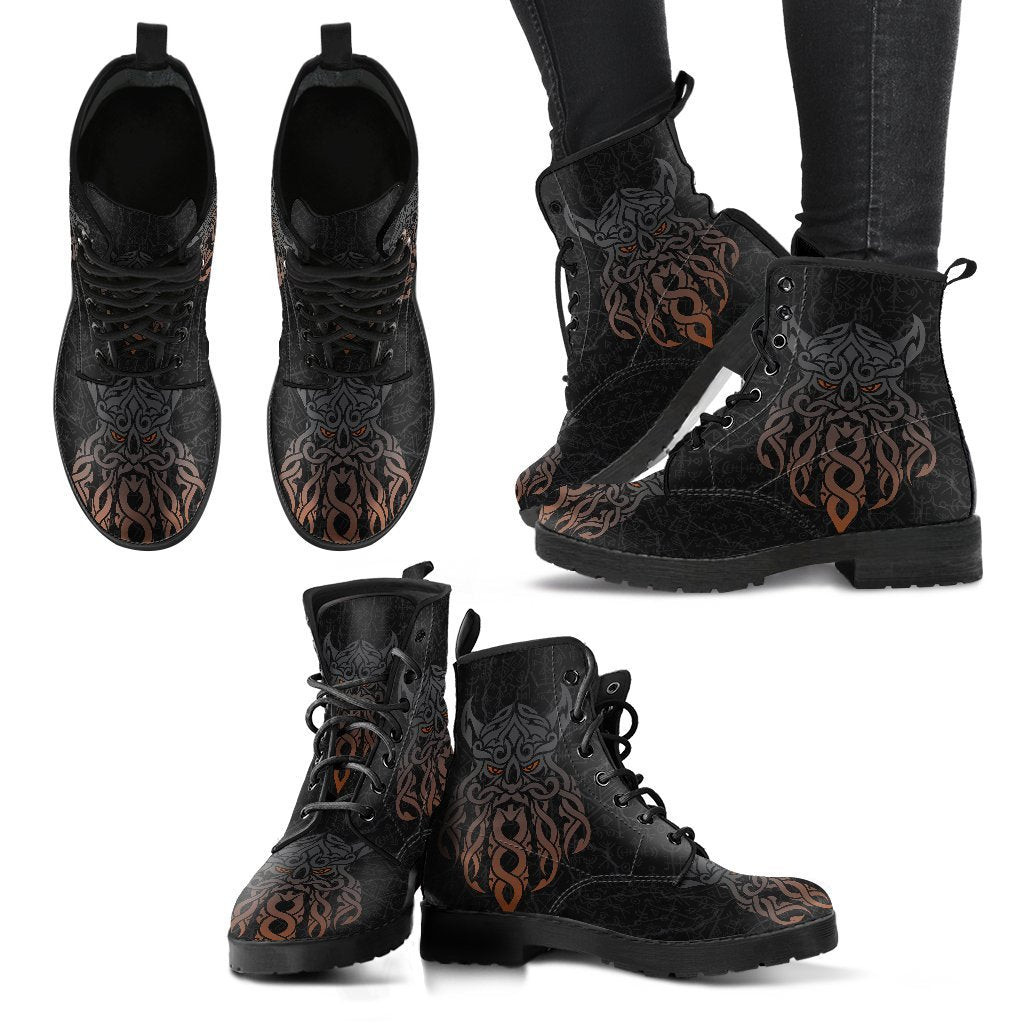 Viking Leather Boots Odin God Furthark Tattoo Special Ver01