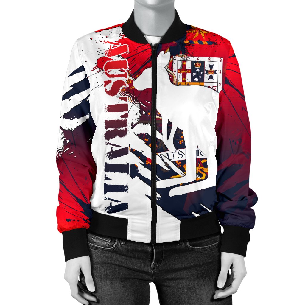 Bomber Jacket - Australian Coat Of Arms Jacket Kangaroo - Great Aussie