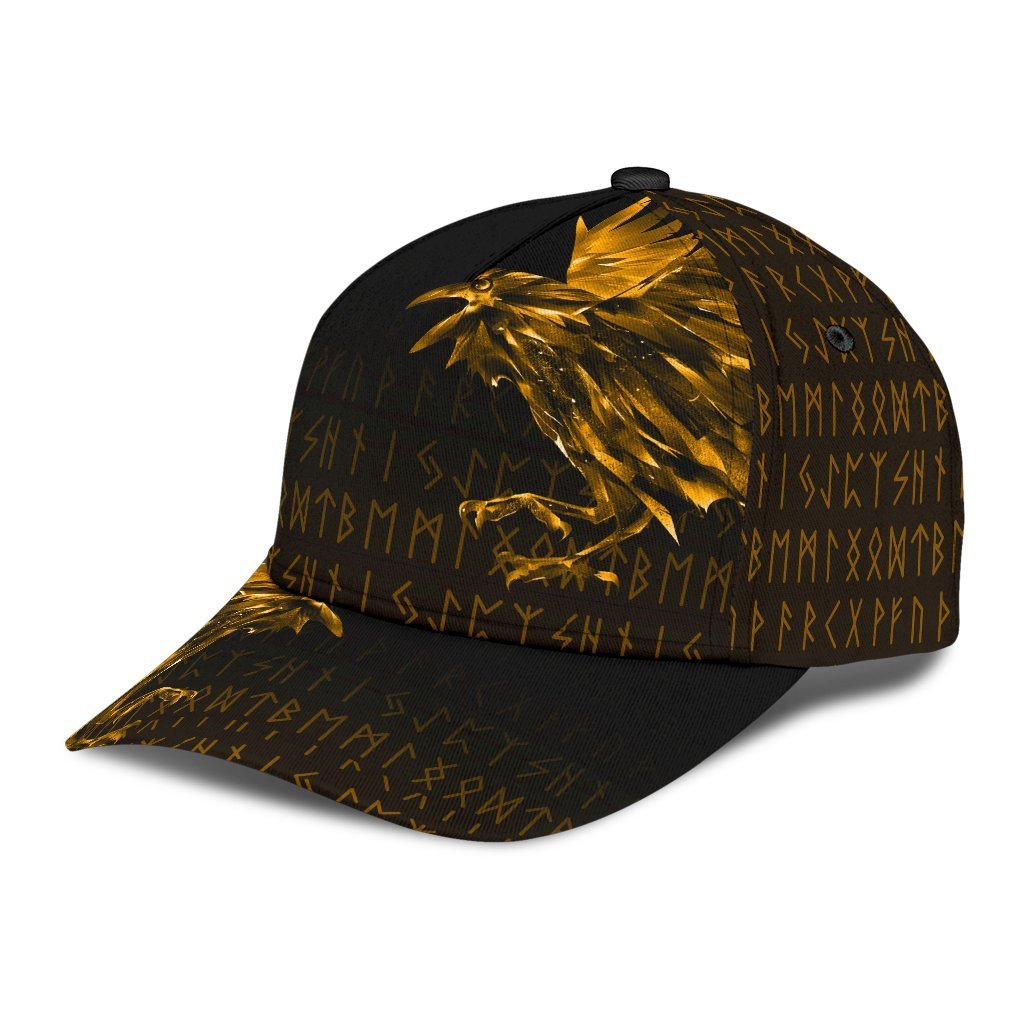 Viking Classic Cap The Raven Of Odin Rune Gold