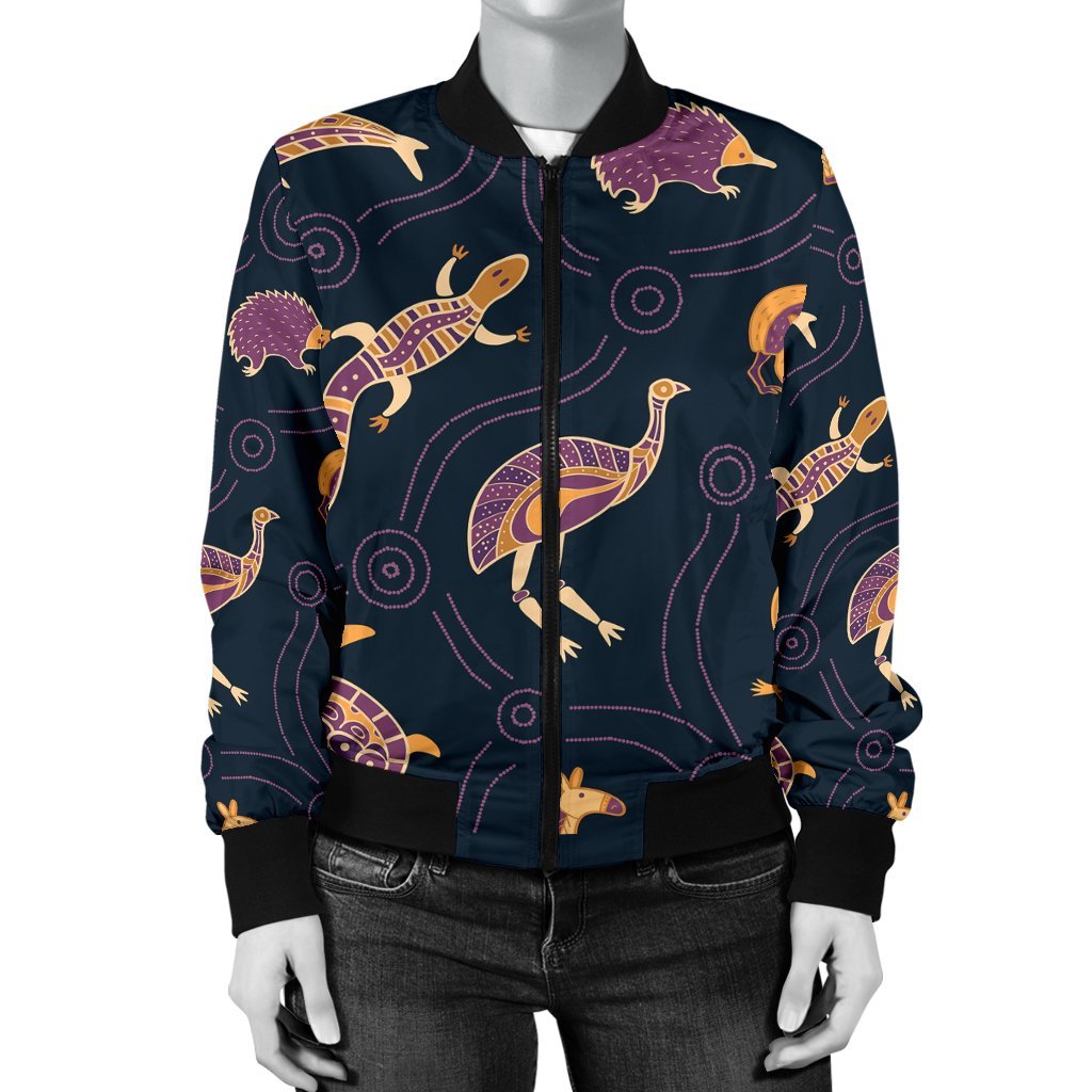 Women Bomber Jacket - Indigenous Animals Patterns