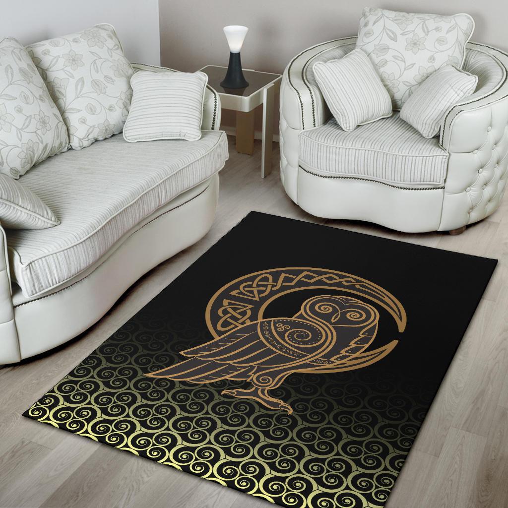 Viking Style - Area Rug Owl Celtic On Triskels Background