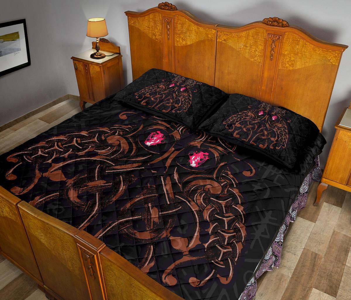 Viking Quilt Bedding Set Odin God Furthark Tattoo Special Ver01