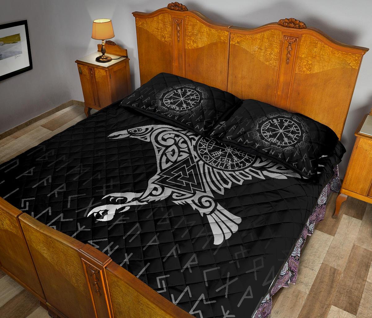 Viking Quilt Bedding Set Raven Tattoo