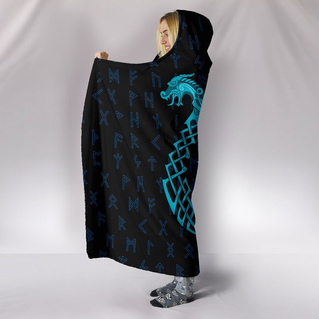 Viking Hooded Blanket Aegishjalmur Helm Of Awe Blue Edition Collection