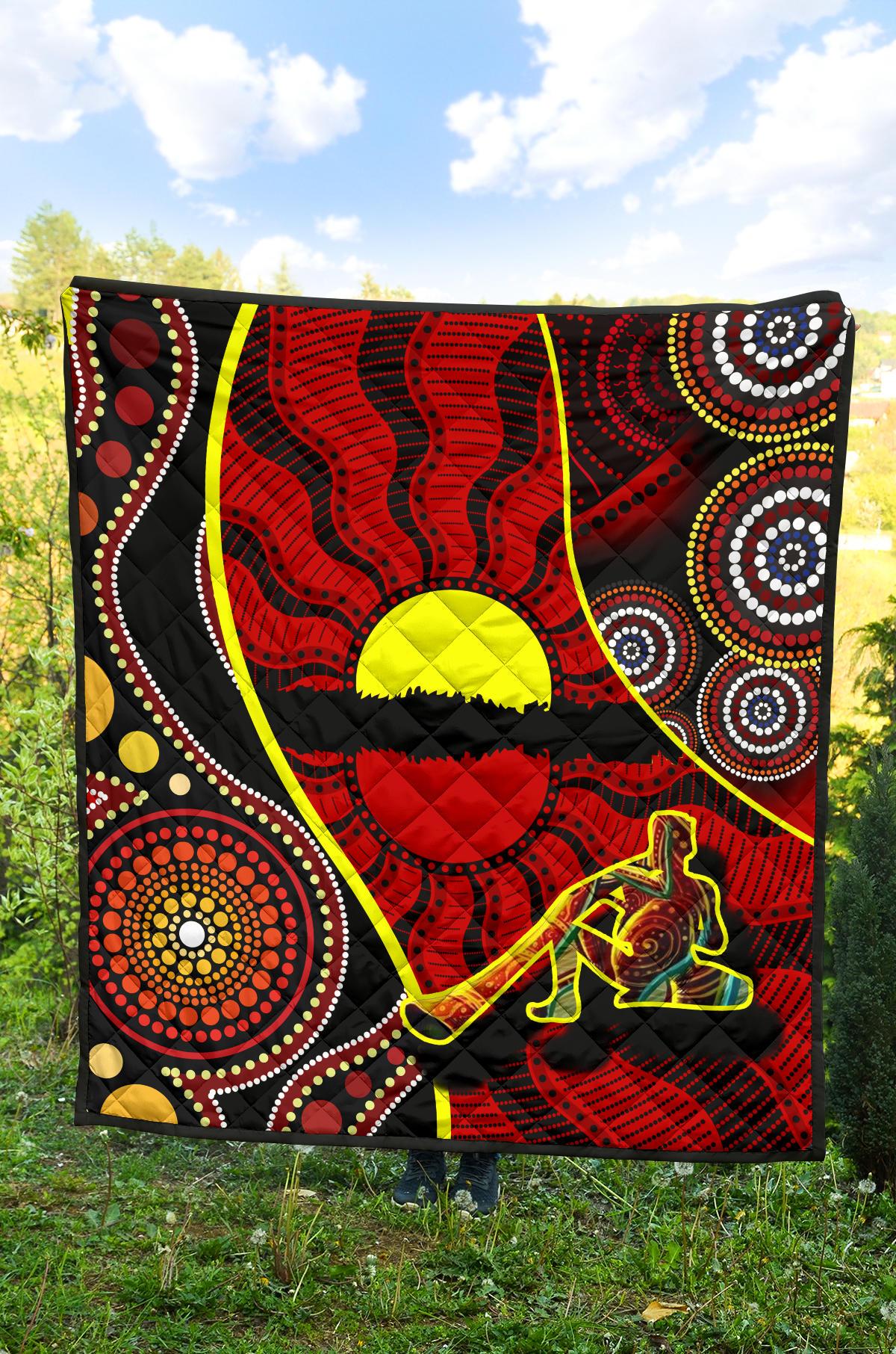 Premium Quilt - Australia Aboriginal Dots With Didgeridoo