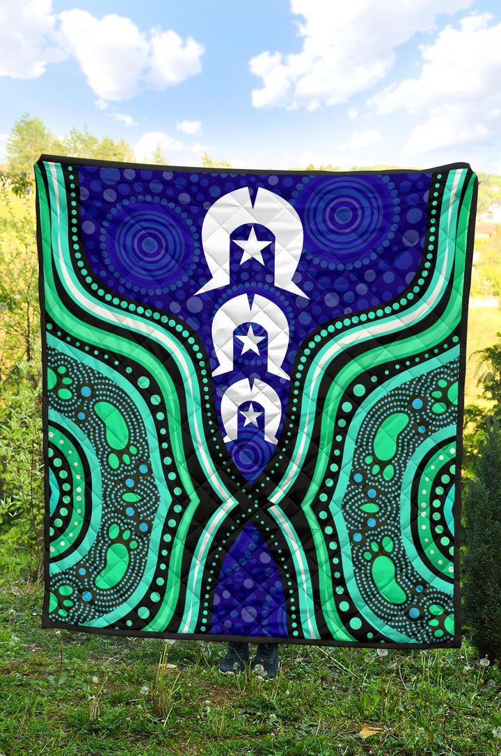 Torres Strait Premium Quilt - Torres Strait Symbol And Aboriginal Patt ...