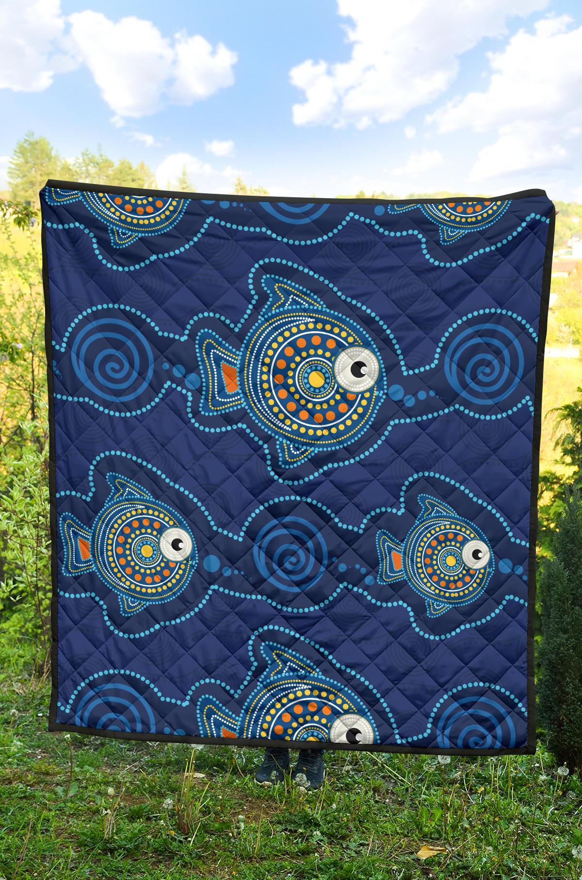 Aboriginal Premium Quilt - Indigenous Turtle Patterns