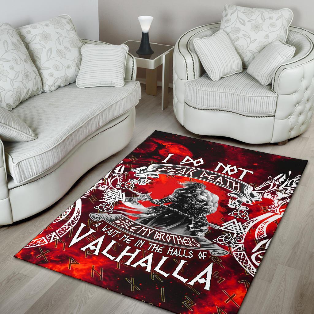 Viking Area Rug I Do Not Fear Death While My Brothers Await Me In The Halls of Valhalla