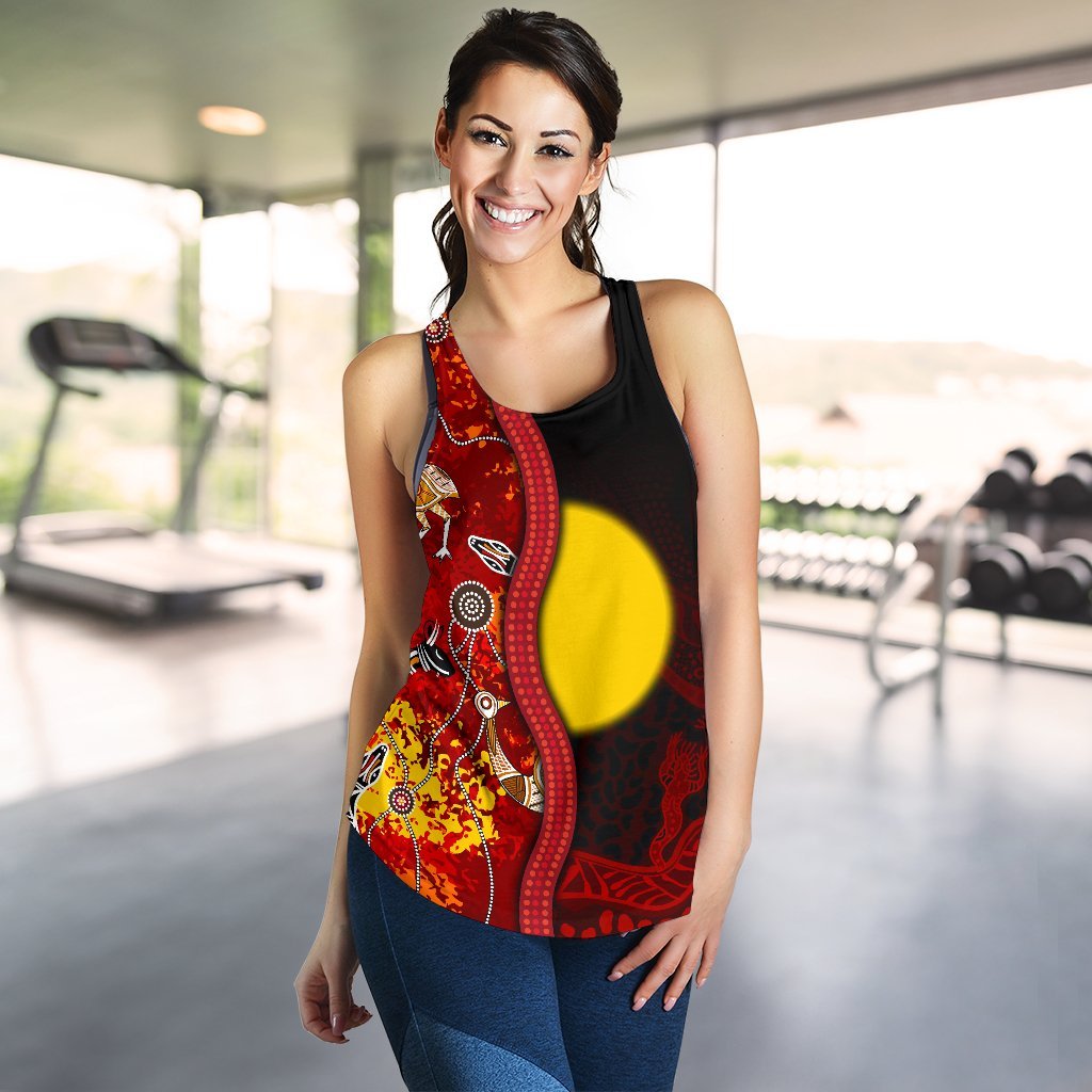 Aboriginal Women's Racerback Tank - Red Indigenous Flag