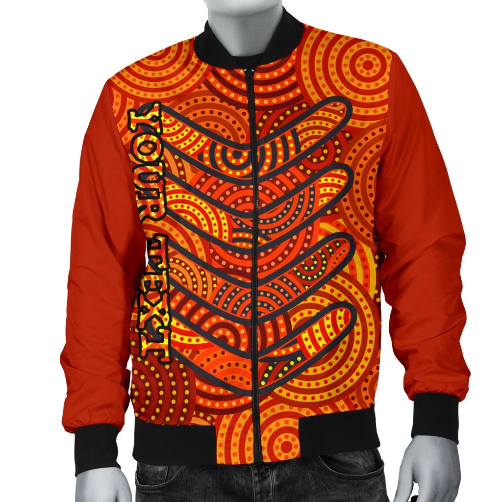 Aboriginal Personalised Men Bomber Jacket - Aboriginal Boomerangs And Dot Circle