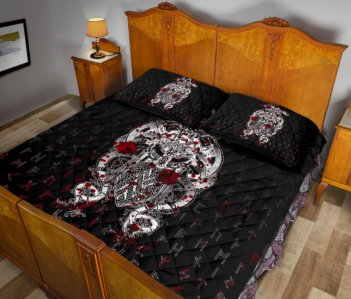 Viking Quilt Bedding Set Tyr Tattoo Blood