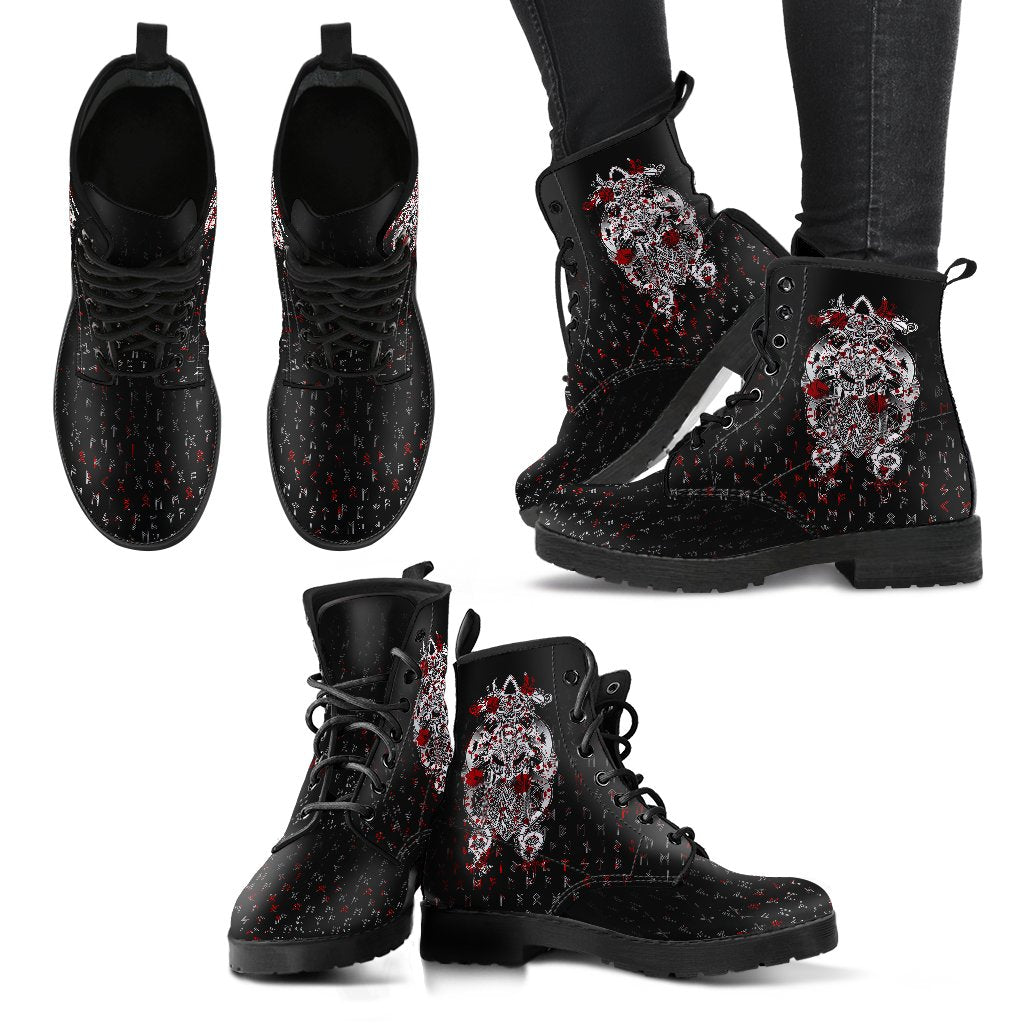 Viking Leather Boots Tyr Tattoo Blood