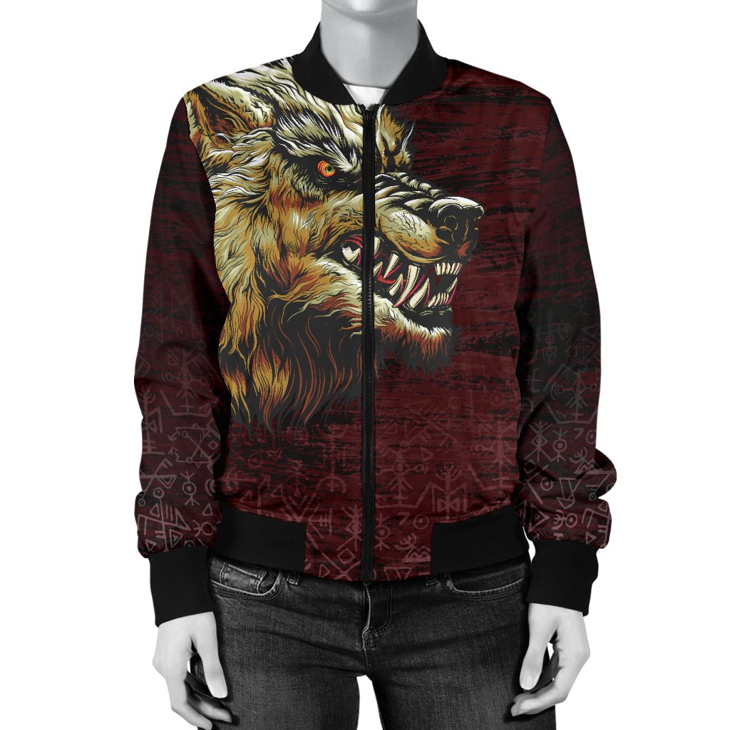 Viking Bomber Jacket Fenrir On The Blood Moon Background Style Ver02