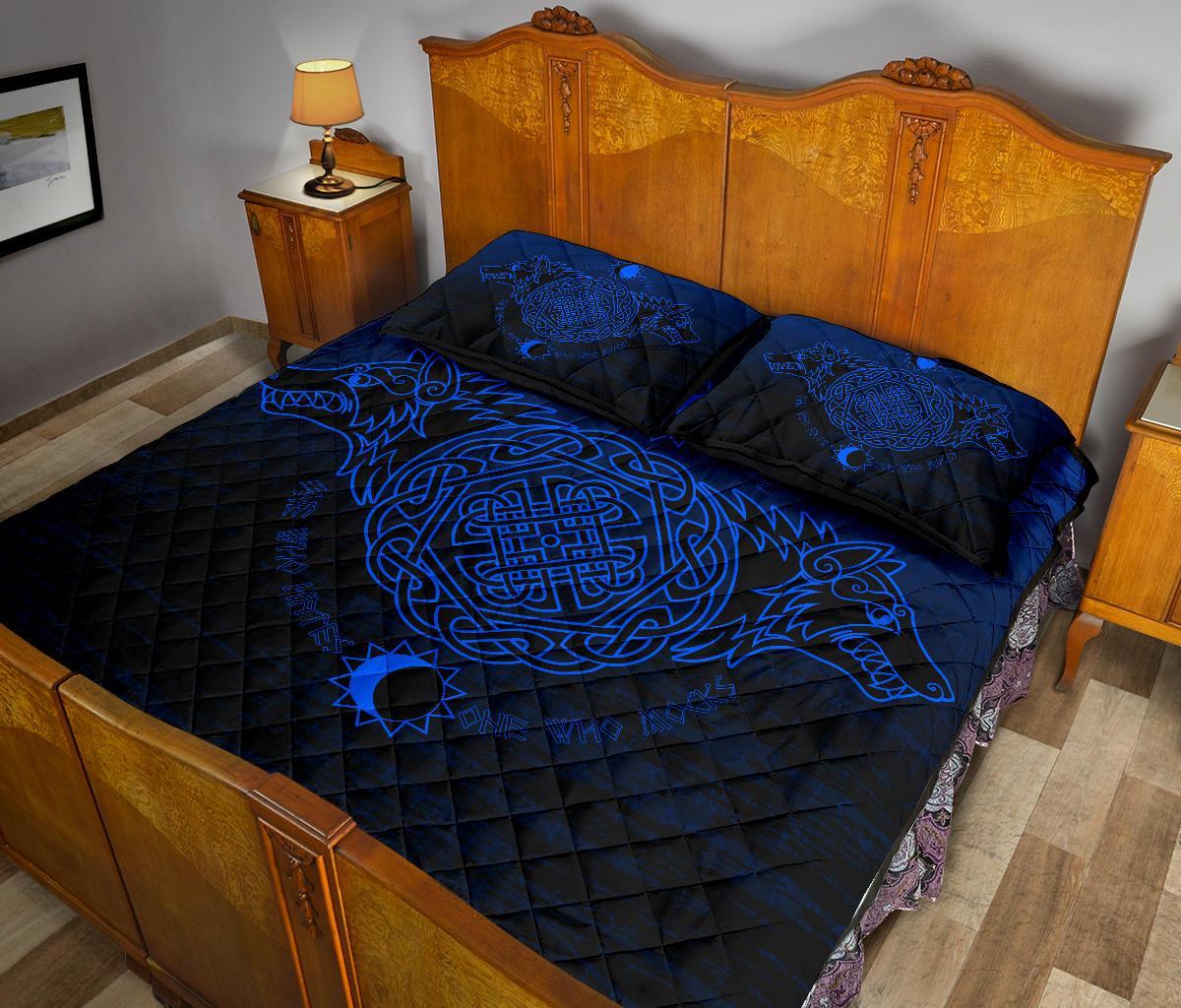 Viking Quilt Bedding Set Skoll And Hati Blue