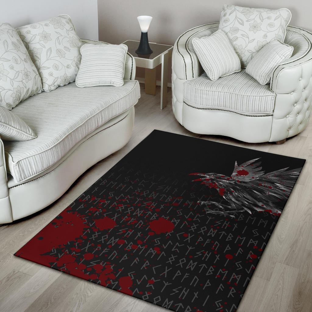 Viking Area Rug The Raven Of Odin Rune Blood