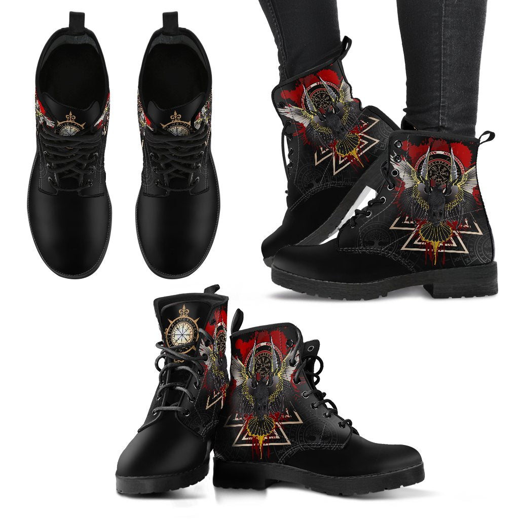 Viking Leather Boots Raven of Odin Special Version 